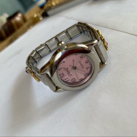D'LinQ Watch with Watch Charms Stretch Band Pink Face - Picture 2 of 7